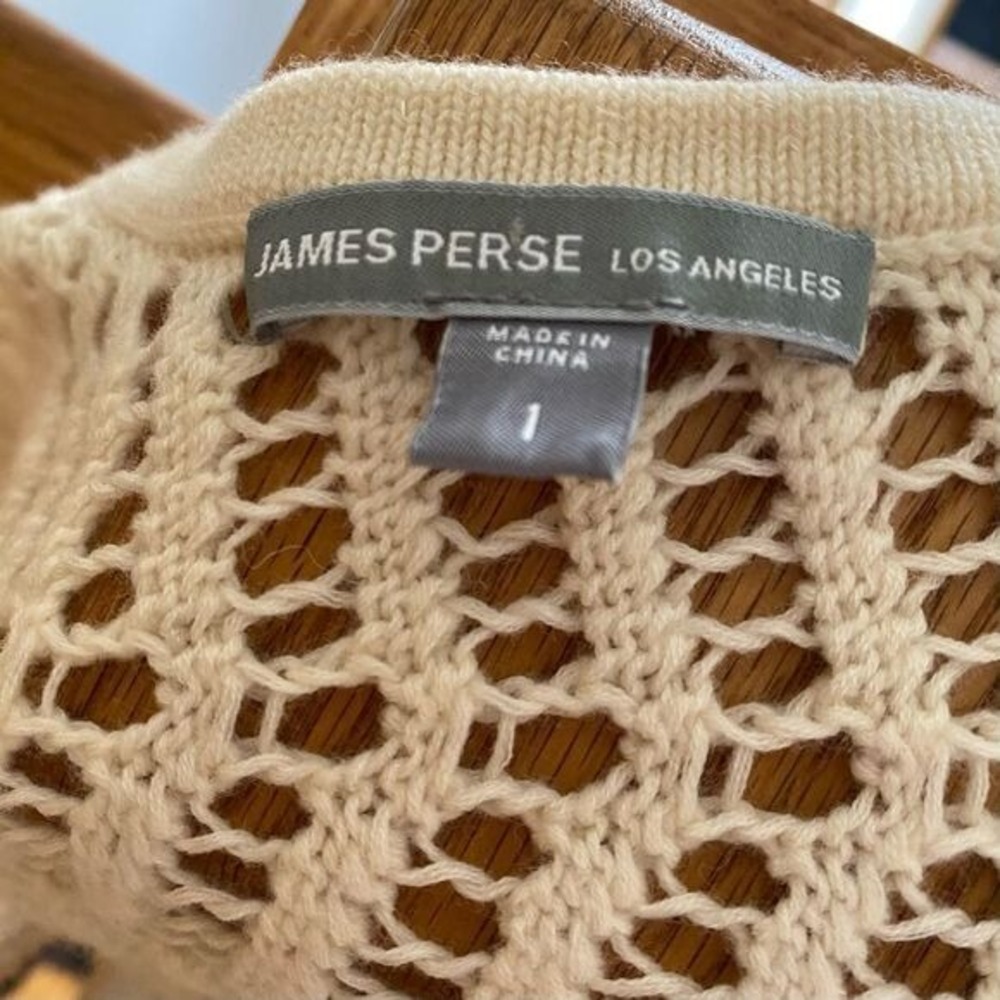 James Perse Ivory Open Knit Wool Cashmere Sweater Minimalist Luxe Top S - Picture 4 of 8